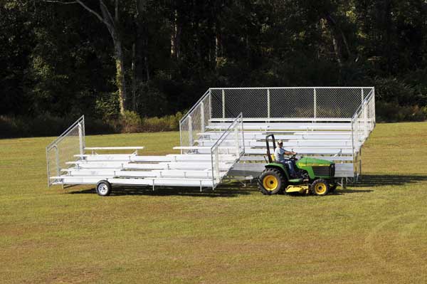 transportable aluminum bleachers with tractor