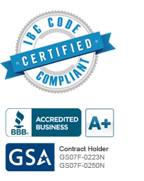 Certified IBC Code Compliant, BBB A+, GSA Contract Holder GS07F-0223N and GS07F-0250N