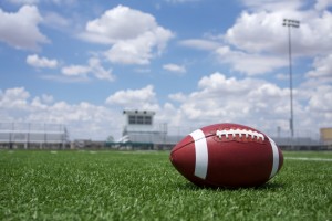 Aluminum bleachers and football field